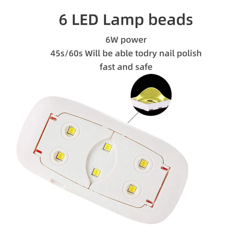 UV LED Lamp Nail Mini 6W Nail Drying Lamp Portable Nail Dryer With USB Cable Gel Nail Polish Dryer Tool