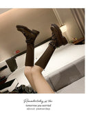 Women's Rubber Boots Female Shoes Thigh High Heels Round Toe Boots