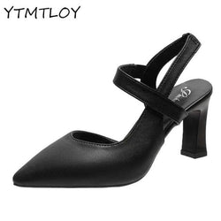 New Ladies Pu Black Brand Design Party Wedding Square Dance Shoes 6cm Fashion High Heels