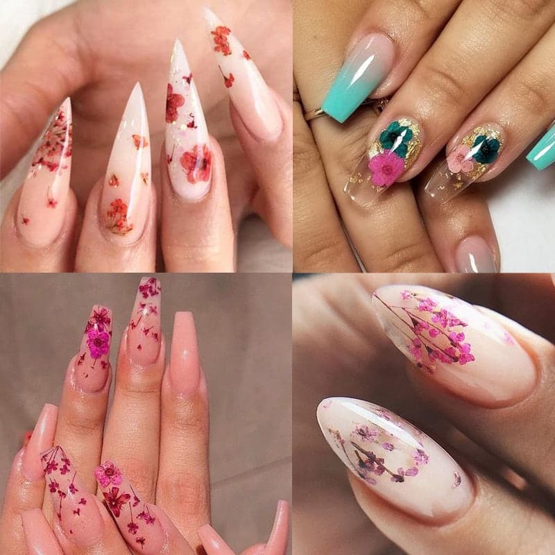 1 Set Natural Floral Nail Art Decorations Mixed Color Nail Decal Jewelry Dried Flower Accessories For DIY Manicure Design