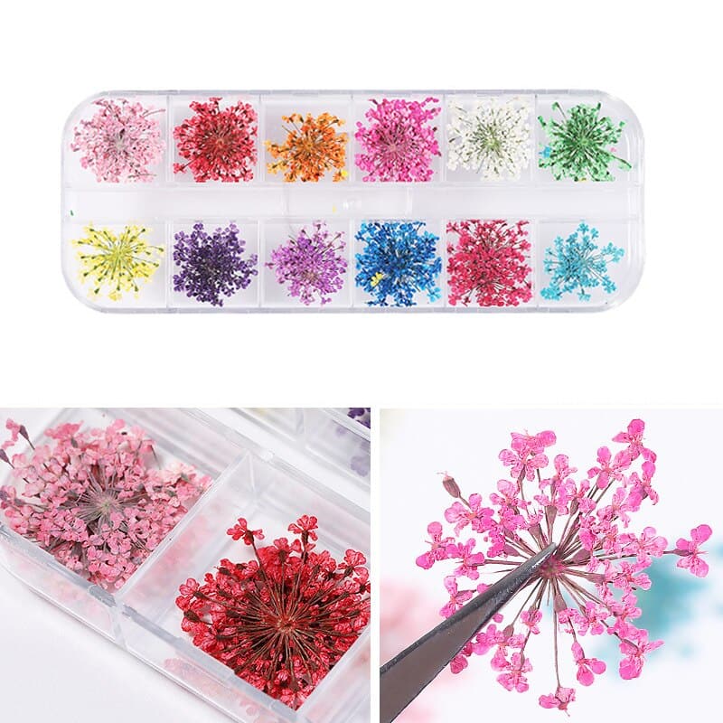 1 Set Natural Floral Nail Art Decorations Mixed Color Nail Decal Jewelry Dried Flower Accessories For DIY Manicure Design