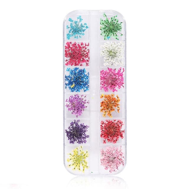 1 Set Natural Floral Nail Art Decorations Mixed Color Nail Decal Jewelry Dried Flower Accessories For DIY Manicure Design