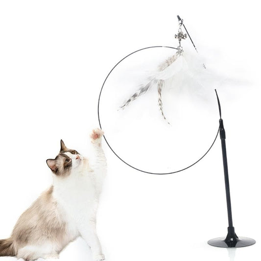 Cat Toy Stick Feather Wand with Bell Steel Wire Interactive Kittens Teaser Indoor Sucker Cats Exercise Toy Pet Cat Supplies