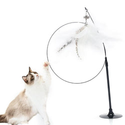 Cat Toy Stick Feather Wand with Bell Steel Wire Interactive Kittens Teaser Indoor Sucker Cats Exercise Toy Pet Cat Supplies