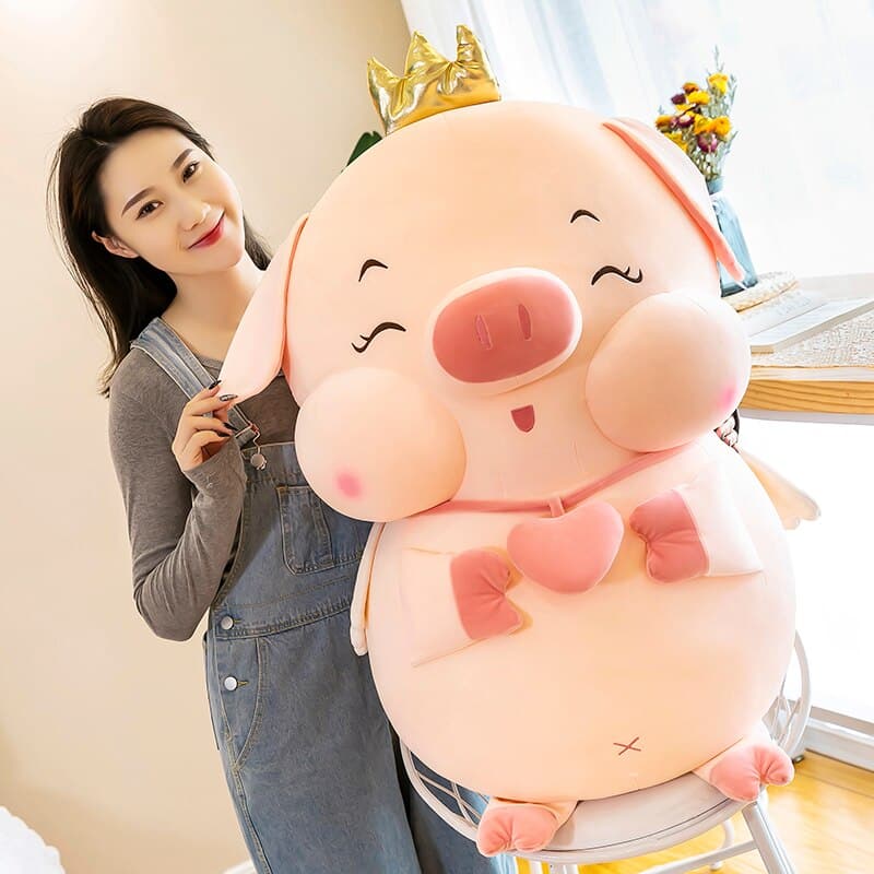 Cute Crown Pig Stuffed Toy Pillow Doll Home Decor