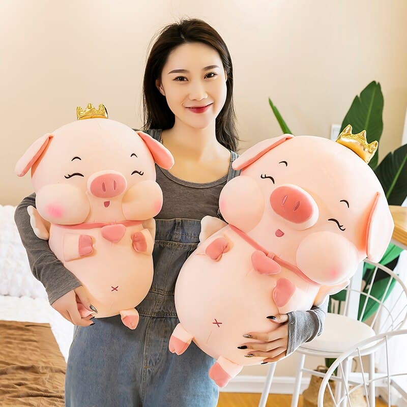 Cute Crown Pig Stuffed Toy Pillow Doll Home Decor