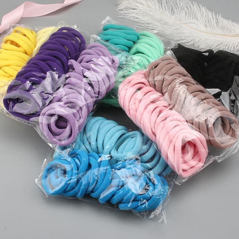 50pcs Girls Elastic Hair Band 4CM Seamless Ties Ponytail Holder Headwear Soft Rubber Children Women Hair Accessories Scrunchie