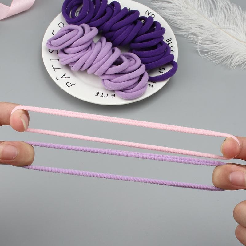 50pcs Girls Elastic Hair Band 4CM Seamless Ties Ponytail Holder Headwear Soft Rubber Children Women Hair Accessories Scrunchie