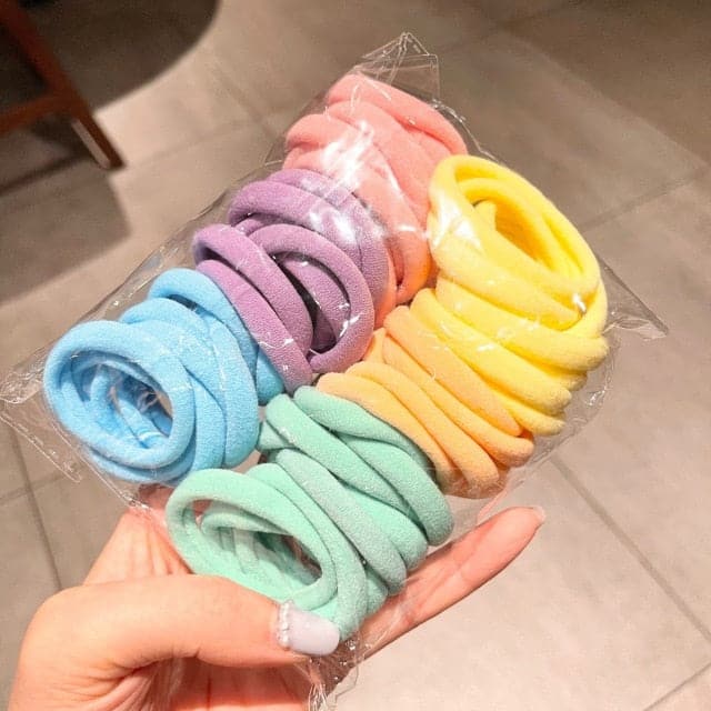 50pcs Girls Elastic Hair Band 4CM Seamless Ties Ponytail Holder Headwear Soft Rubber Children Women Hair Accessories Scrunchie