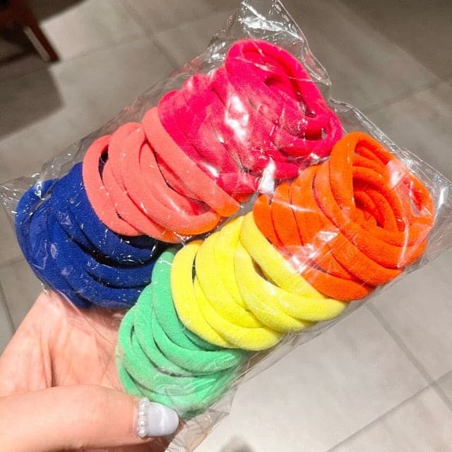 50pcs Girls Elastic Hair Band 4CM Seamless Ties Ponytail Holder Headwear Soft Rubber Children Women Hair Accessories Scrunchie