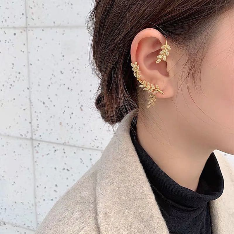 Fashion Leaf Surround Ear Stud Women's Earrings Ear Cuff Fine Sweet Ear Bones Clip for Women Bijoux Jewelry Drop-shipping