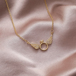 Fashion Shiny CZ Zircon Angel Wing Chokers Necklaces for Women Female Gold Color Copper Alloy Pendant Necklace Jewelry Gift