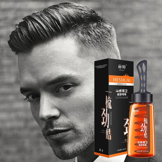 280ml Professional 2-In-1 Hair Wax Gel With Comb Long-Lasting Fluffy Tool Cream Pomade Salon Hair Hair Mud Gel