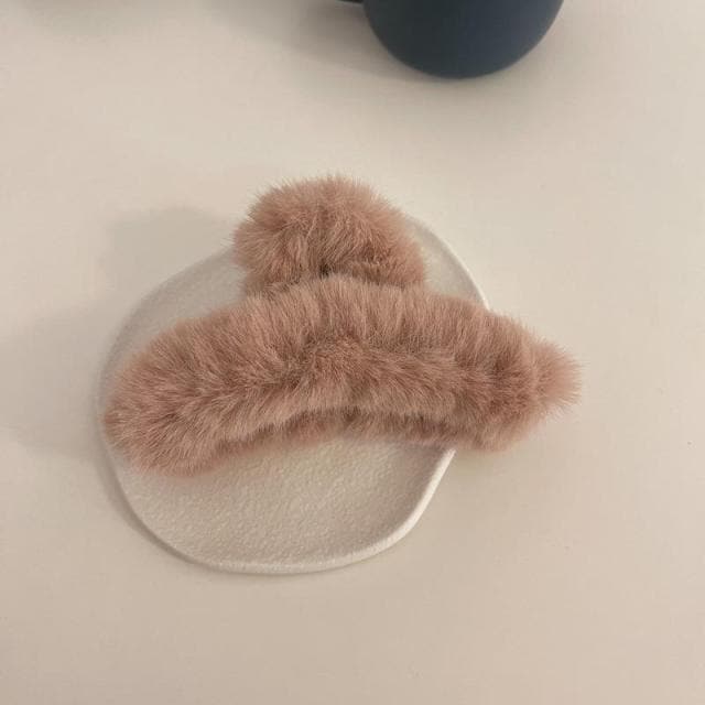Faux Fur Rabbit Hair Clip Claw Clip Plush Fluffy Hair Grasping Back Head Clip Female Hair Accessories