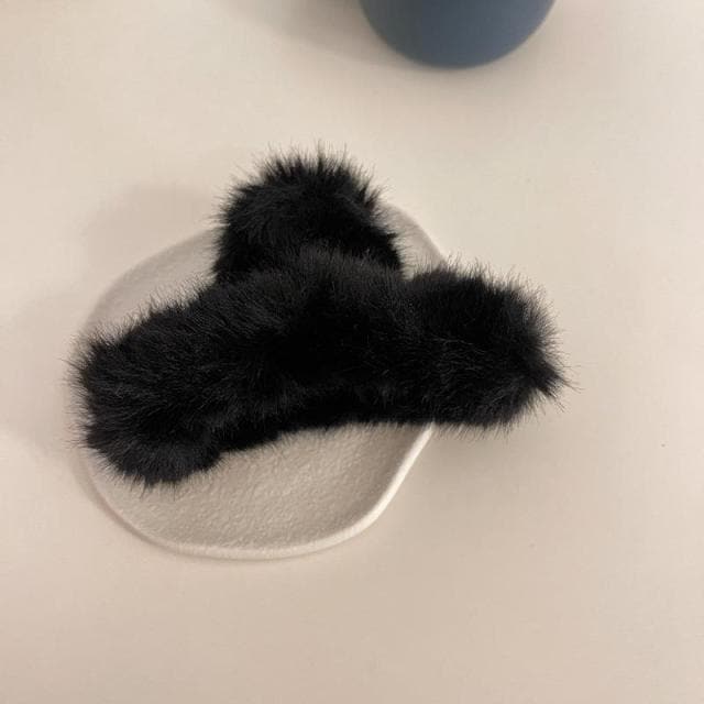 Faux Fur Rabbit Hair Clip Claw Clip Plush Fluffy Hair Grasping Back Head Clip Female Hair Accessories