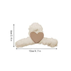 Autumn Winter Plush Hairpin Candy Color Cute And Playful Love Heart Hair Catch Clip Shark Clip Headdress Simple Hair Accessories