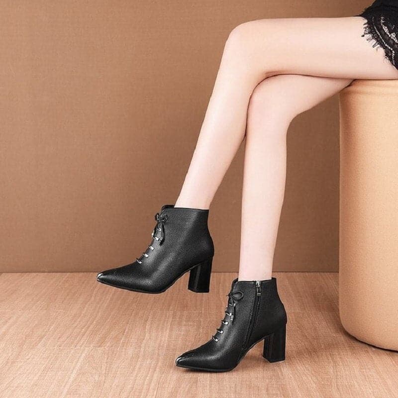 Fashion Bow Women'S Shoes With Heel Black Ankle Ladies Boots Wedge Sneakers Heeled Shoes