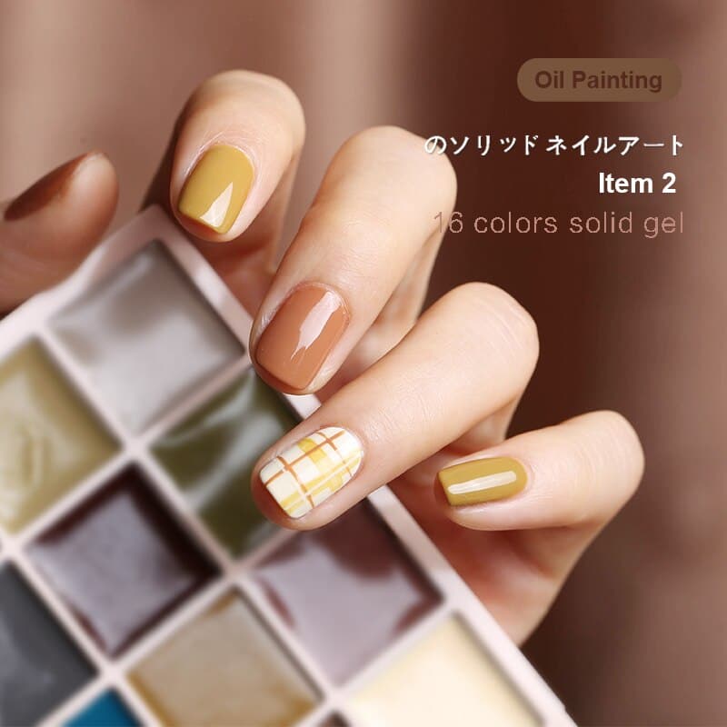 16 Color Solid Canned Nail Polish Gel Nail Salon Gel Semi Permanent Varnishes Hybrid Nails Gel For Nail Art UV LED