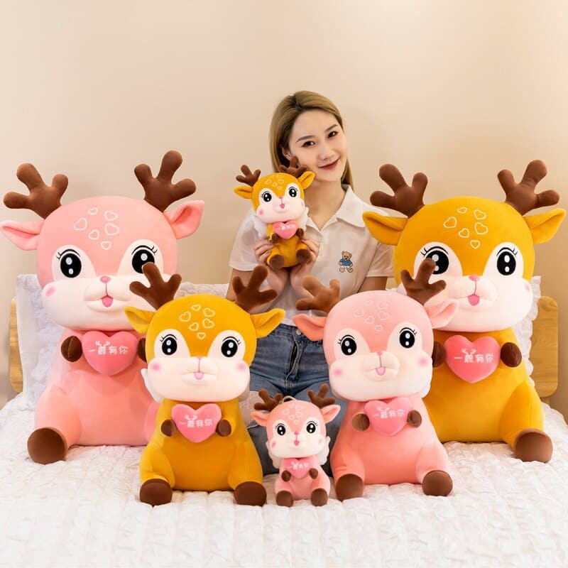 Cute Christmas Deer Anime Elk Pillow Hugs Soft Child Toys Stuffed Dolls