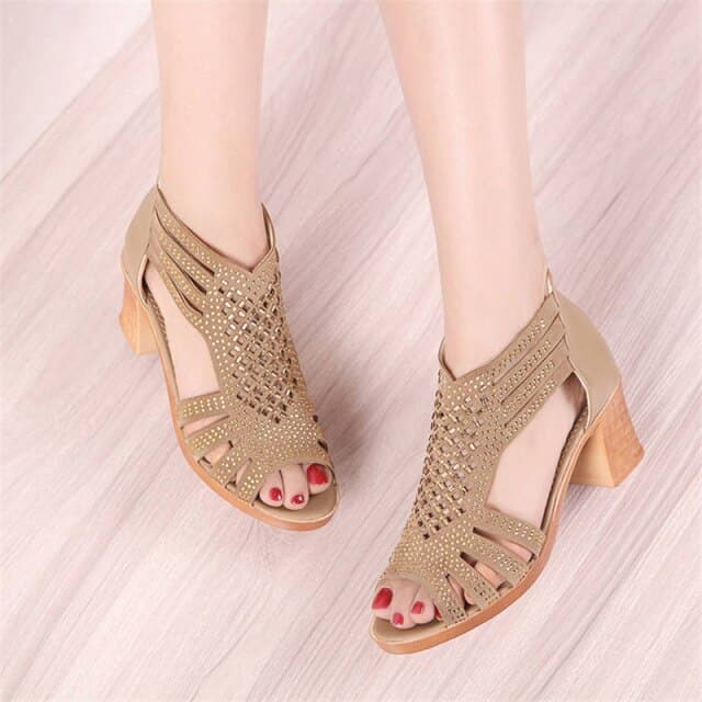 Sandals Women Luxury Crystal Ladies Open Toe Walking Shoes Printing Soft Elastic Band Outdoor Holiday Dress Shoes