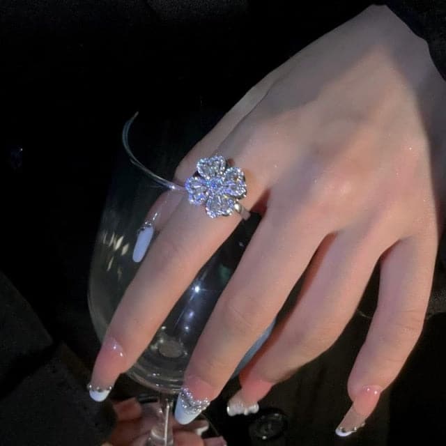 Ring Clover Lucky Guardian Jewelry Light Luxury Diamond Opening Fashion Rotating Flower Rings