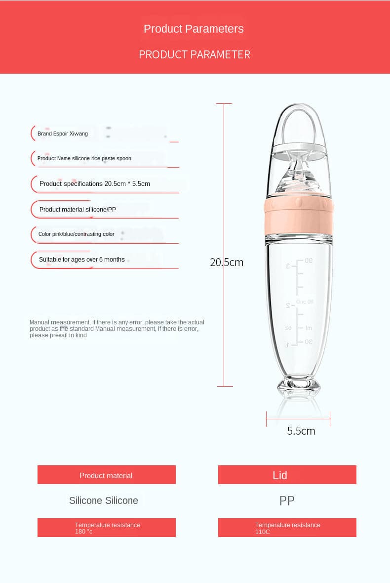 Silicone Baby Feeding Spoon Silicone Food Supplement Children Rice Paste Bottle