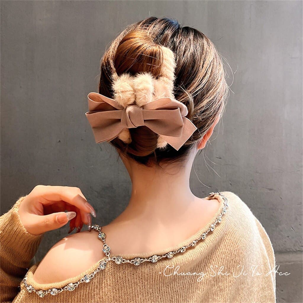 Bow Hairpin Plush Grabbing Clip Hairpin Girl Hair Accessories