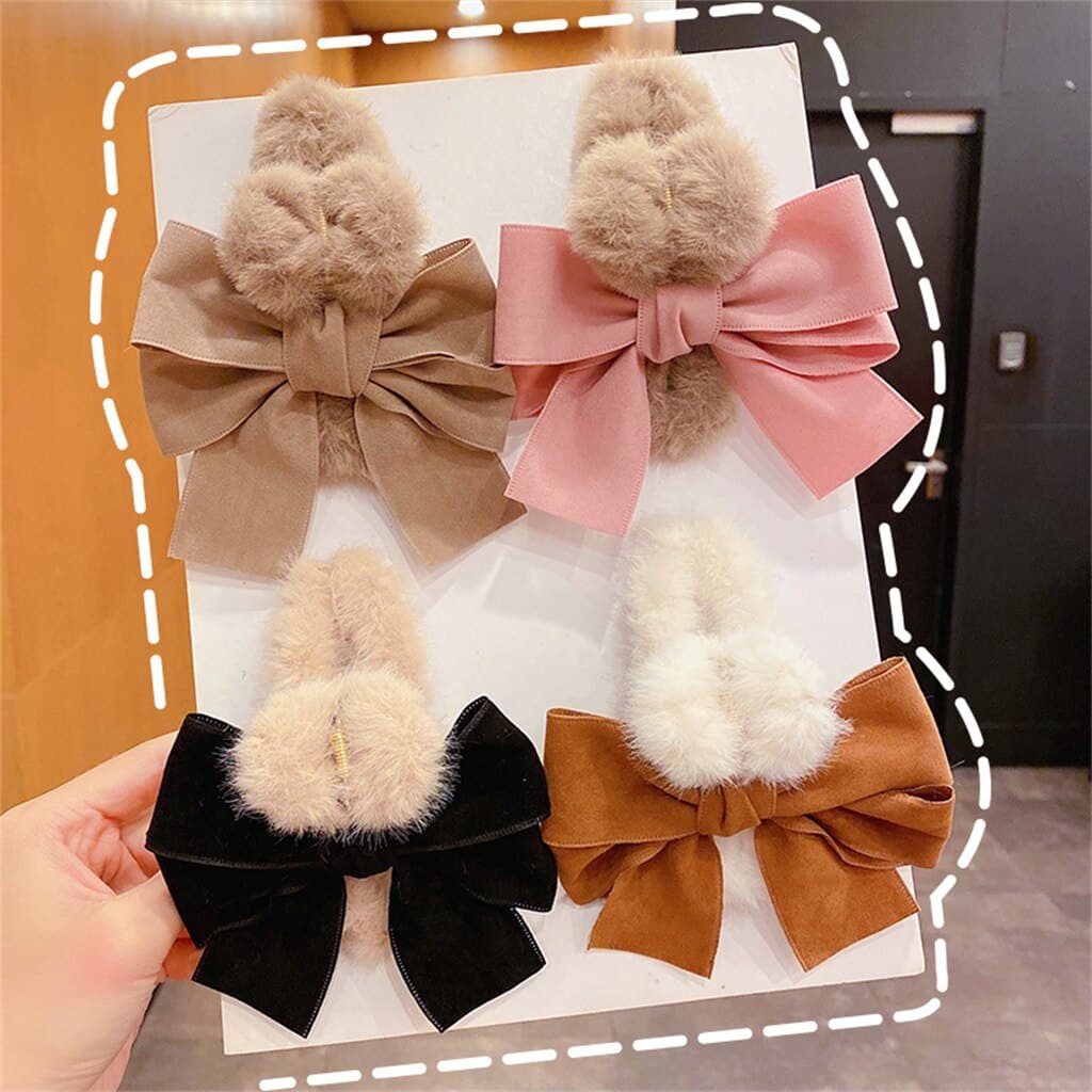 Bow Hairpin Plush Grabbing Clip Hairpin Girl Hair Accessories