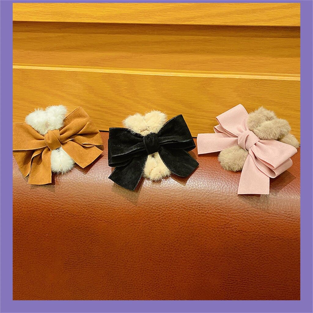 Bow Hairpin Plush Grabbing Clip Hairpin Girl Hair Accessories