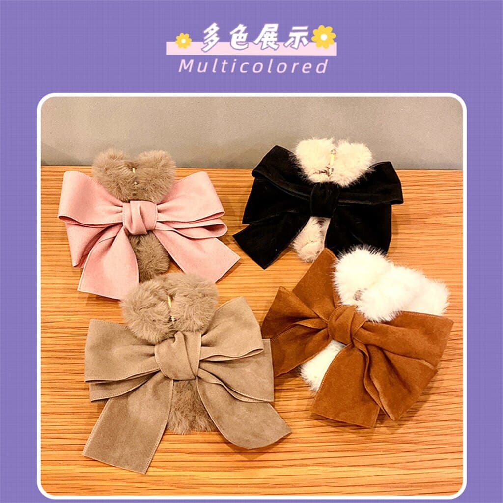 Bow Hairpin Plush Grabbing Clip Hairpin Girl Hair Accessories