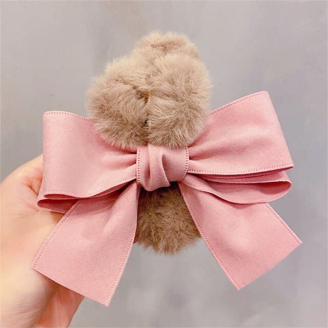 Bow Hairpin Plush Grabbing Clip Hairpin Girl Hair Accessories