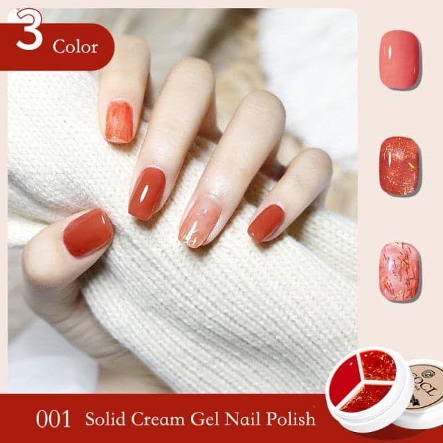 3In1 Solid Cream Gel Polish Color Mud UV LED Semi-Permanent Canned Gel Paint Nail Art DIY