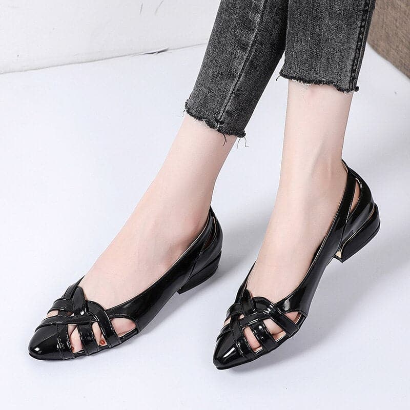 Women Flats Hollow Out Slip On Shallow Ladies Shoes Pointed Toe Casual Shoe Summer Fashion Low Heels Plus Size