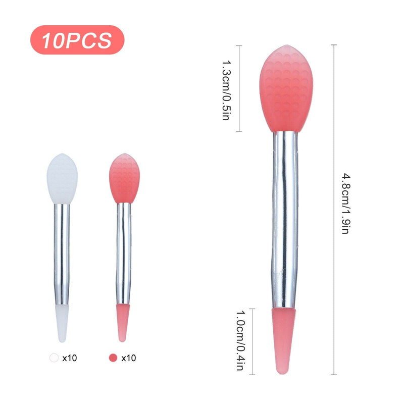 10pcs Silicone Lip Brush Set Small Makeup Brushes Lipstick Applicator Brushes with 2 Anti-lost Cover