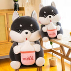 New Husky Plush Toy Milk Tea Dog Sitting Model Doll Stuffed Decoration Sleep Companion