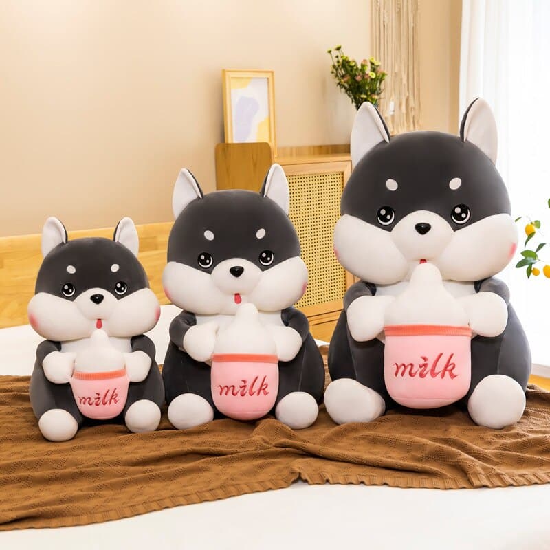 New Husky Plush Toy Milk Tea Dog Sitting Model Doll Stuffed Decoration Sleep Companion