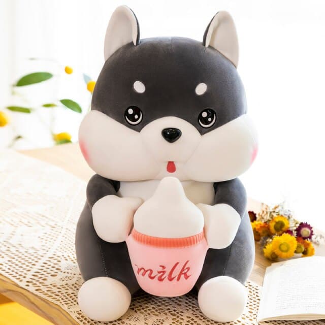 New Husky Plush Toy Milk Tea Dog Sitting Model Doll Stuffed Decoration Sleep Companion