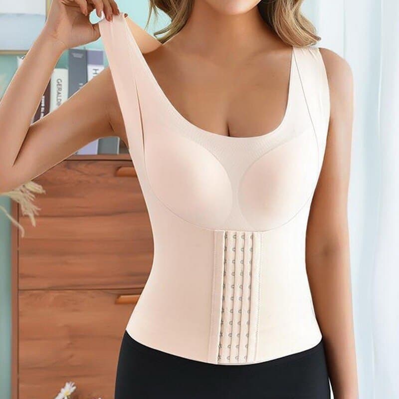Women Reducing Girdle Posture Corrector Bra Seamless Underwear Slimming Belly Sheath Cross Back Tank Tops Body Fitness Vest