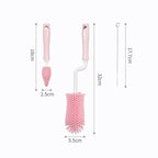 Silicone Bottle Brush 360 Degree Rotation Baby Pacifier Cup Nipple Cleaning Brushes Set Handheld Soft Head Food Grade Watering