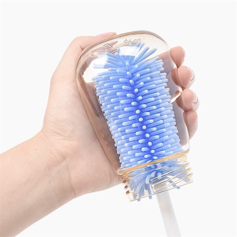 Silicone Bottle Brush 360 Degree Rotation Baby Pacifier Cup Nipple Cleaning Brushes Set Handheld Soft Head Food Grade Watering