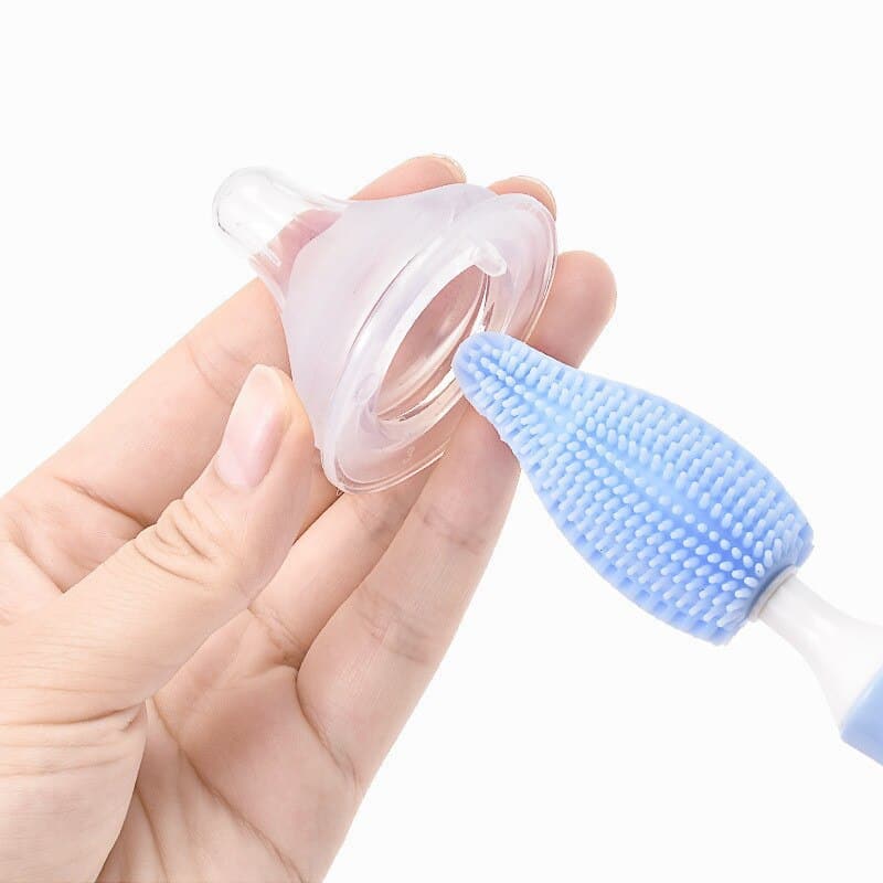 Silicone Bottle Brush 360 Degree Rotation Baby Pacifier Cup Nipple Cleaning Brushes Set Handheld Soft Head Food Grade Watering