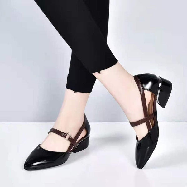 Spring Summer Women Pumps with Buckle Shoes Thick Casual Ladies High Heel