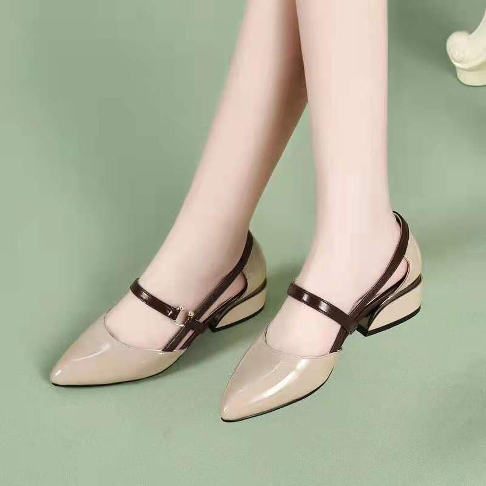 Spring Summer Women Pumps with Buckle Shoes Thick Casual Ladies High Heel