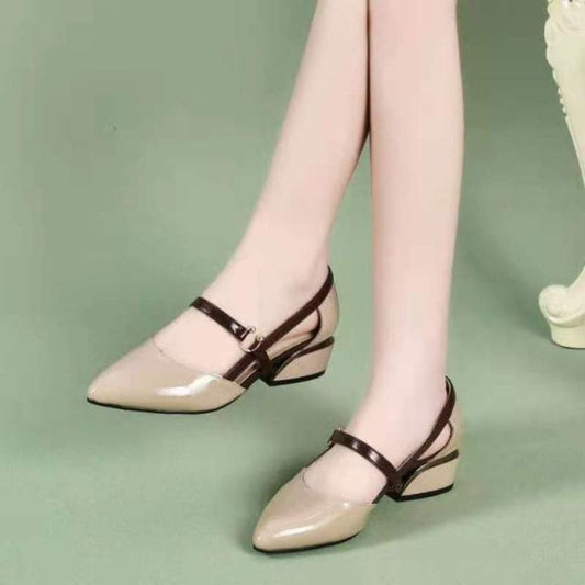 Women Pumps with Buckle Shoes Thick Casual Ladies High Heel for Spring Summer