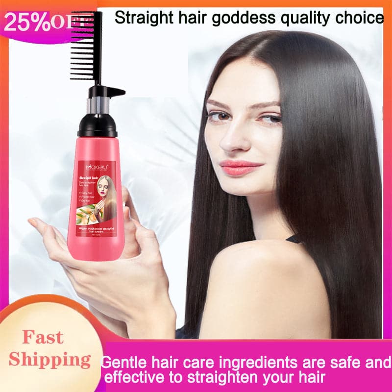 Hair Straightener Cream Herbal Keratin Straight Hair Cream Comb Professional Hair Care Hair Softener