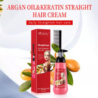 Hair Straightener Cream Herbal Keratin Straight Hair Cream Comb Professional Hair Care Hair Softener