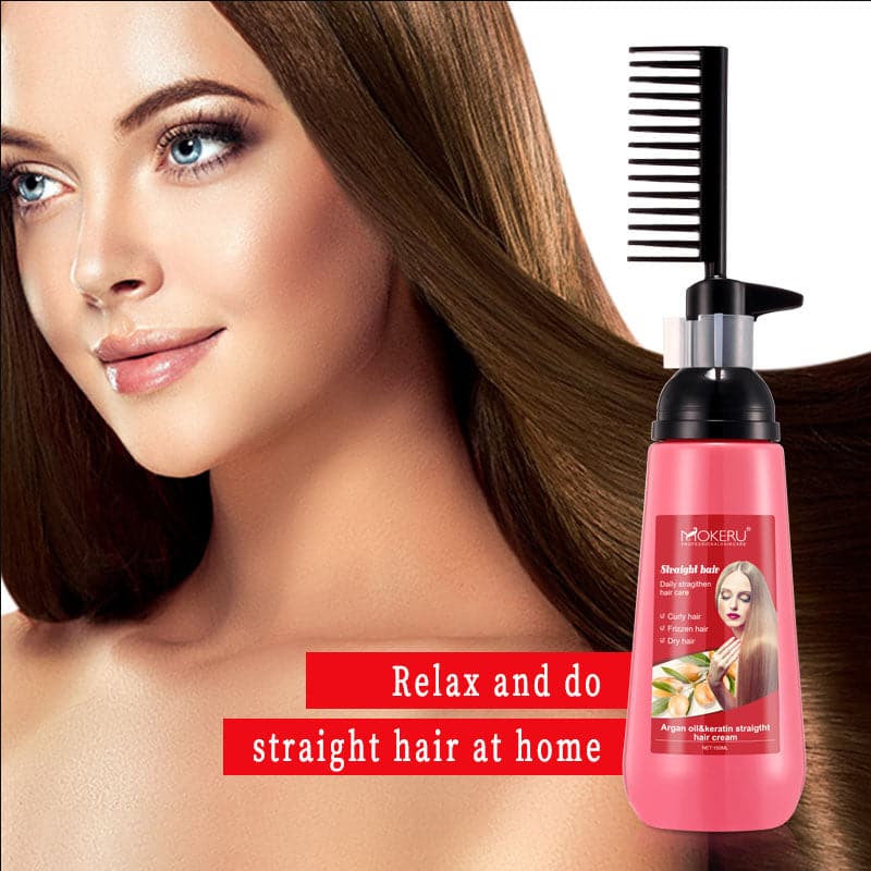 Hair Straightener Cream Herbal Keratin Straight Hair Cream Comb Professional Hair Care Hair Softener