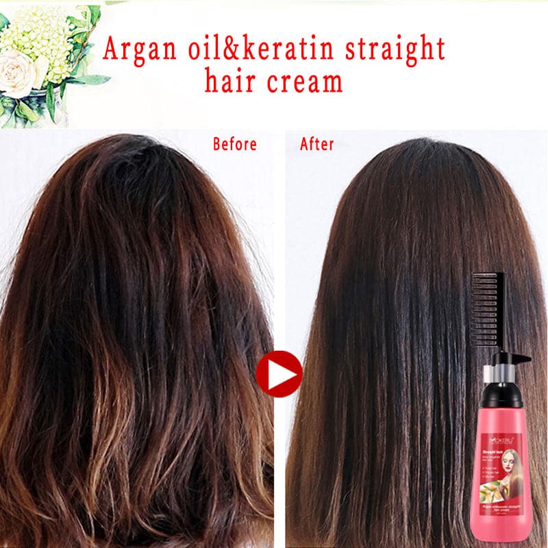 Hair Straightener Cream Herbal Keratin Straight Hair Cream Comb Professional Hair Care Hair Softener