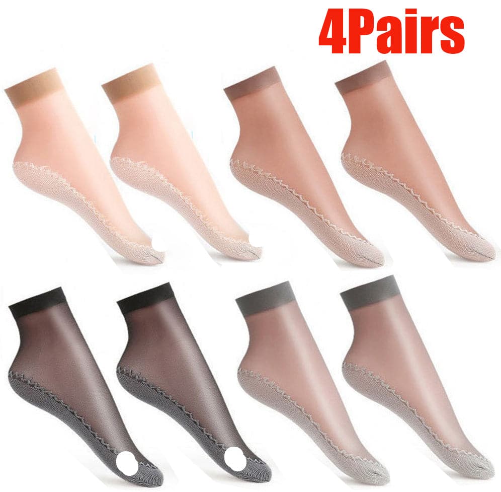 Summer Soft Silk Socks Women Breathable Bottom Non-Slip Transparent Thin Socks Ladies Sandals Short Sock Nylon Slippers Sock