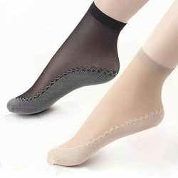 Summer Soft Silk Socks Women Breathable Bottom Non-Slip Transparent Thin Socks Ladies Sandals Short Sock Nylon Slippers Sock